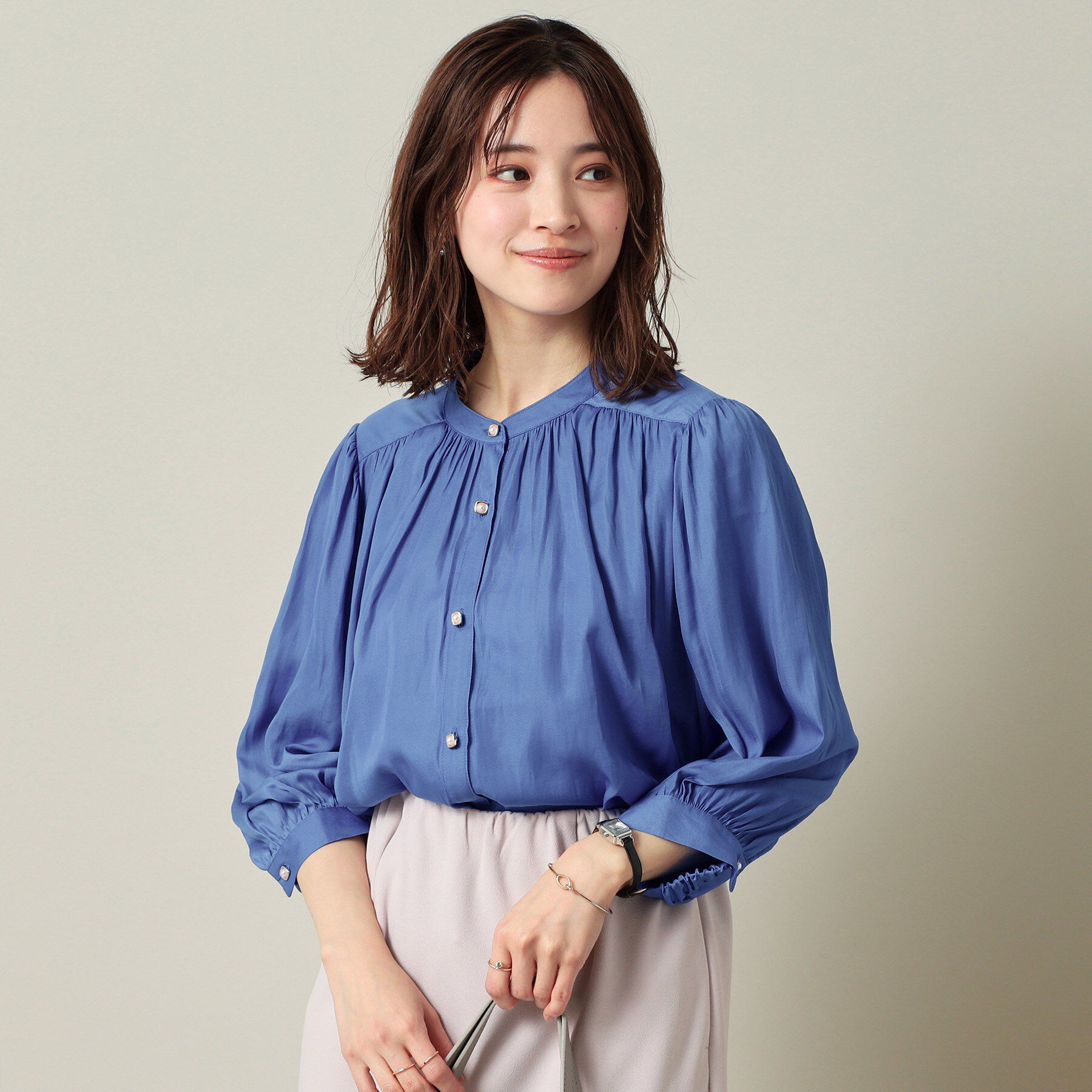 ITS&rsquo;DEMO「【手洗い可】ナイルサテン7分袖ブラウス」|シャツ・ブラウス|