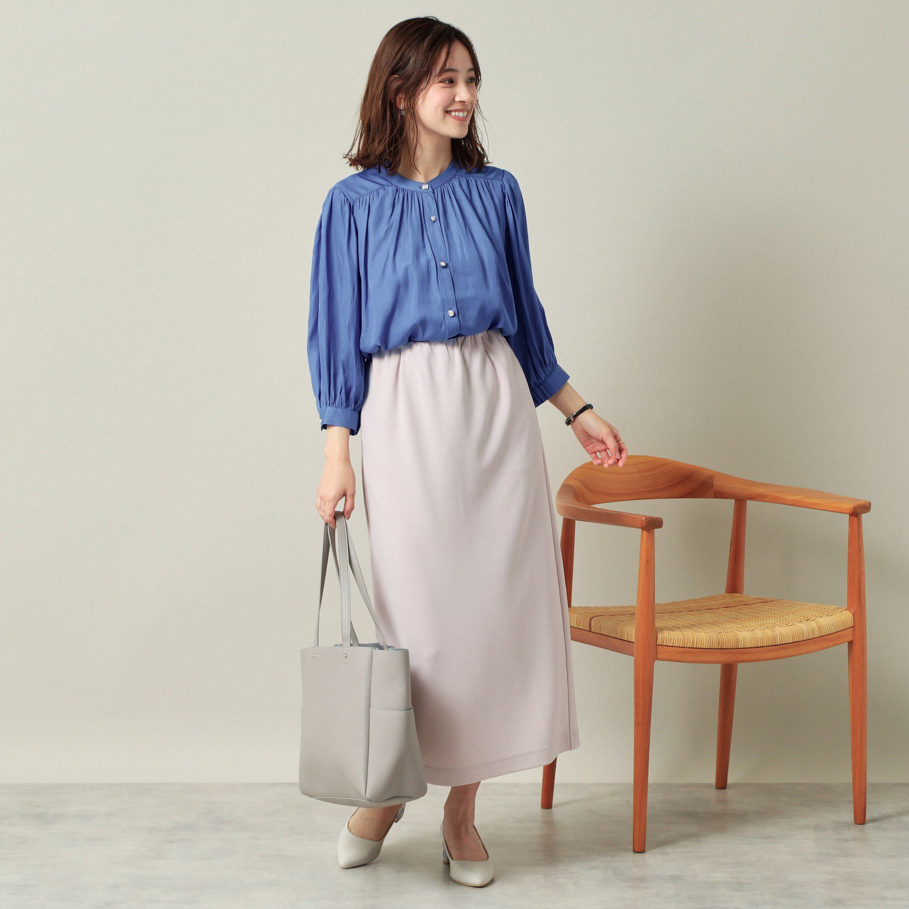 ITS&rsquo;DEMO「【手洗い可】ナイルサテン7分袖ブラウス」|シャツ・ブラウス|