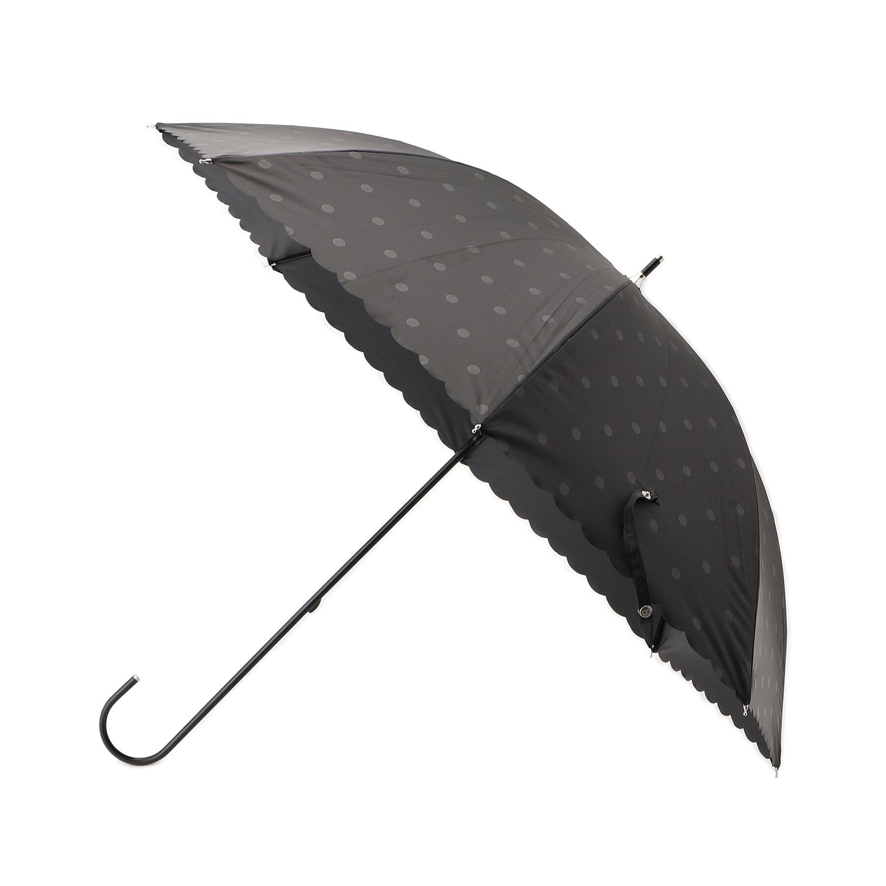 Ober Tashe「【紫外線遮蔽率99.9％以上/遮光率99.9％以上/レイン/日傘/UVカット】ドット柄長傘」|傘|ﾌﾞﾗｯｸ(019)