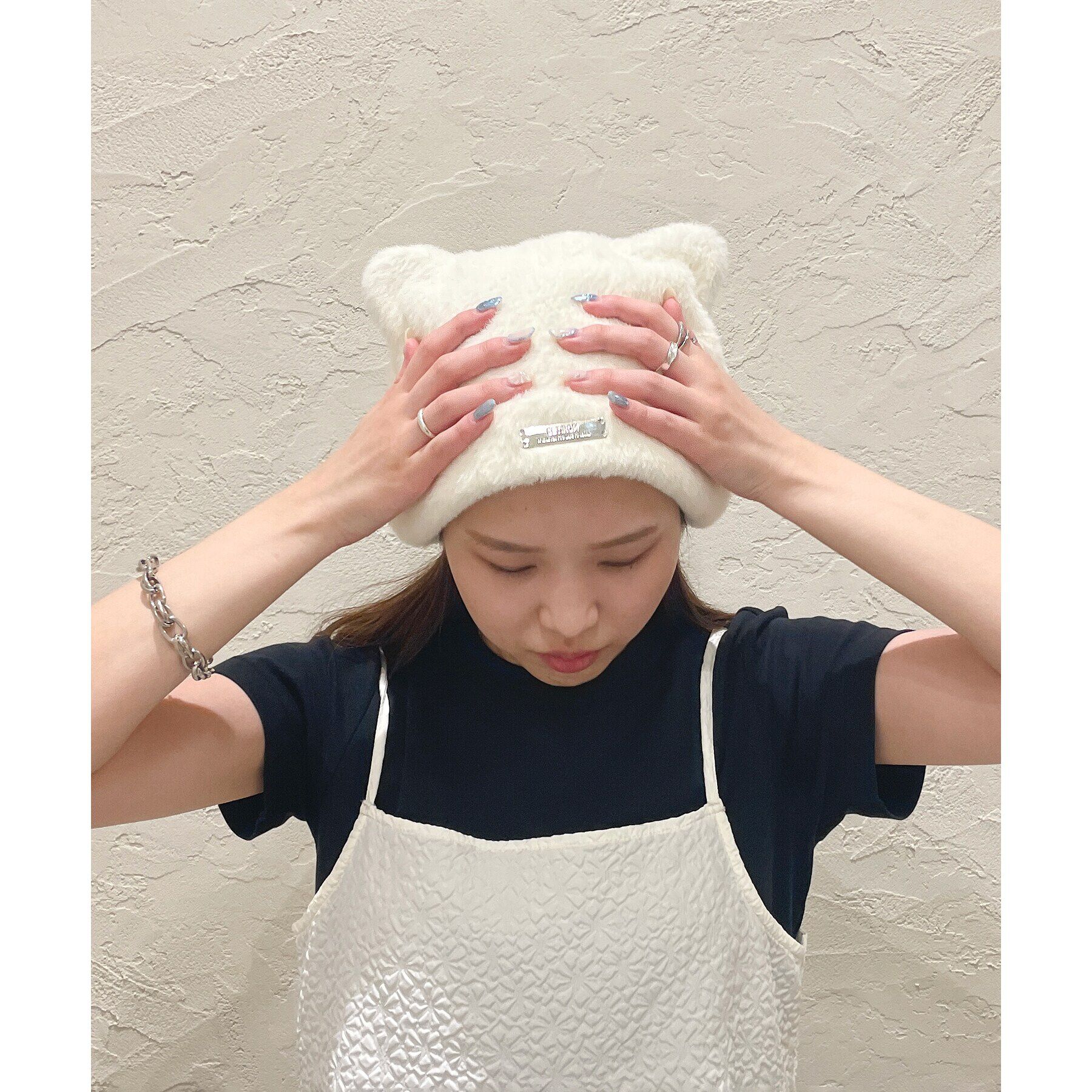 Grandedge「ファーねこみみニット帽」|ニット帽|