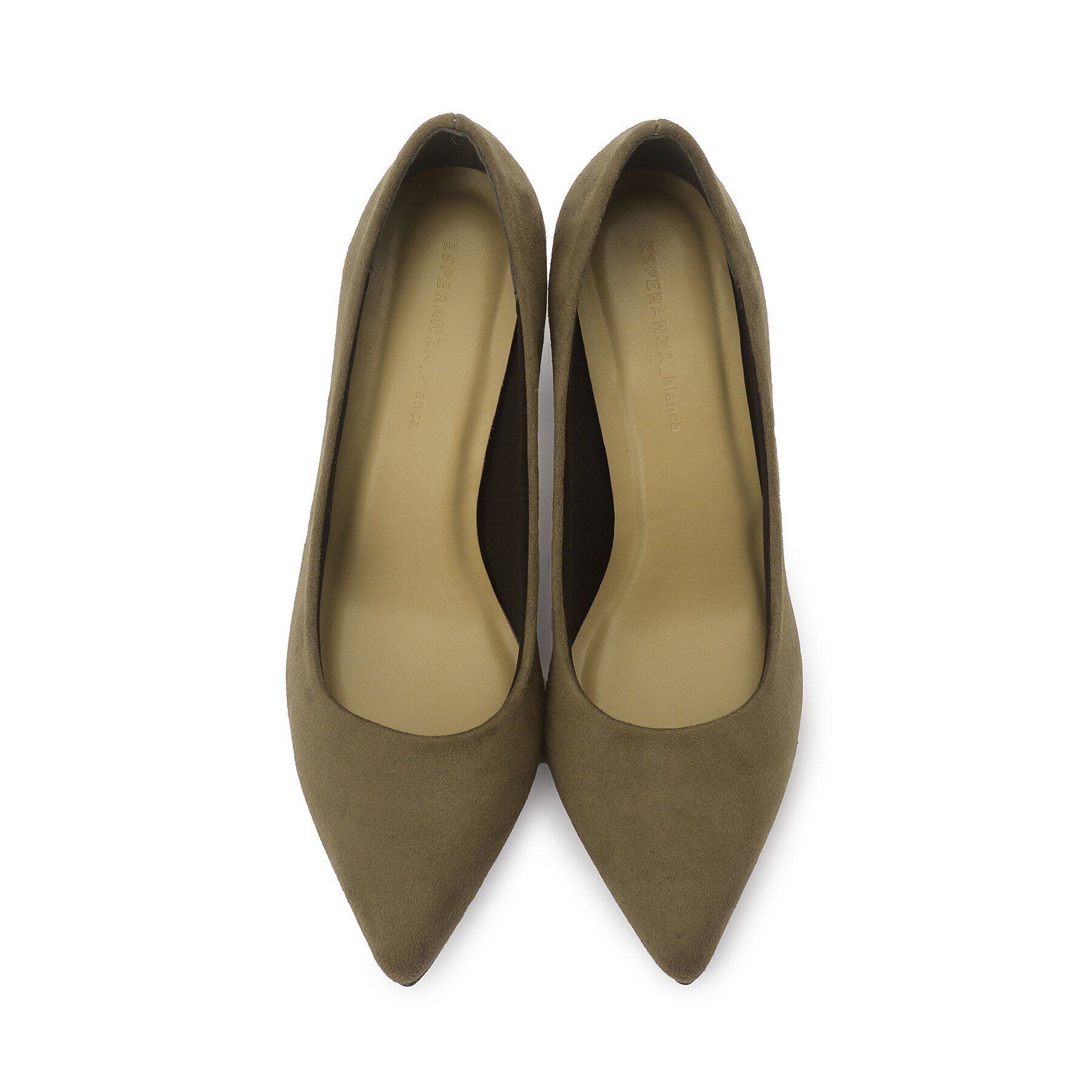 ESPERANZA「ゴールドプレート付きブロックヒールポインテッドトゥパンプス【ESPERANZA＿blanca】」|パンプス|