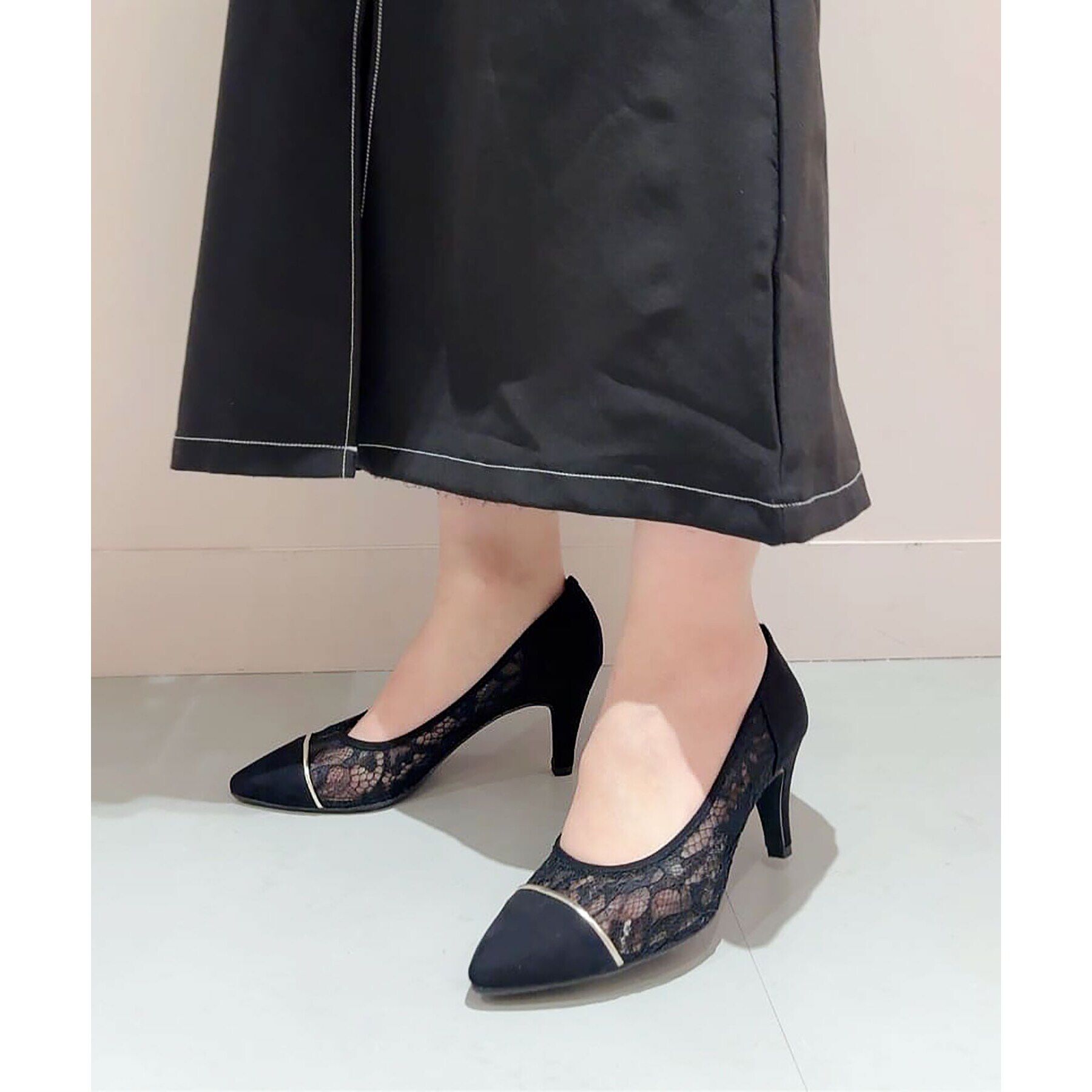 ESPERANZA「切替チュールレースパンプス」|パンプス|