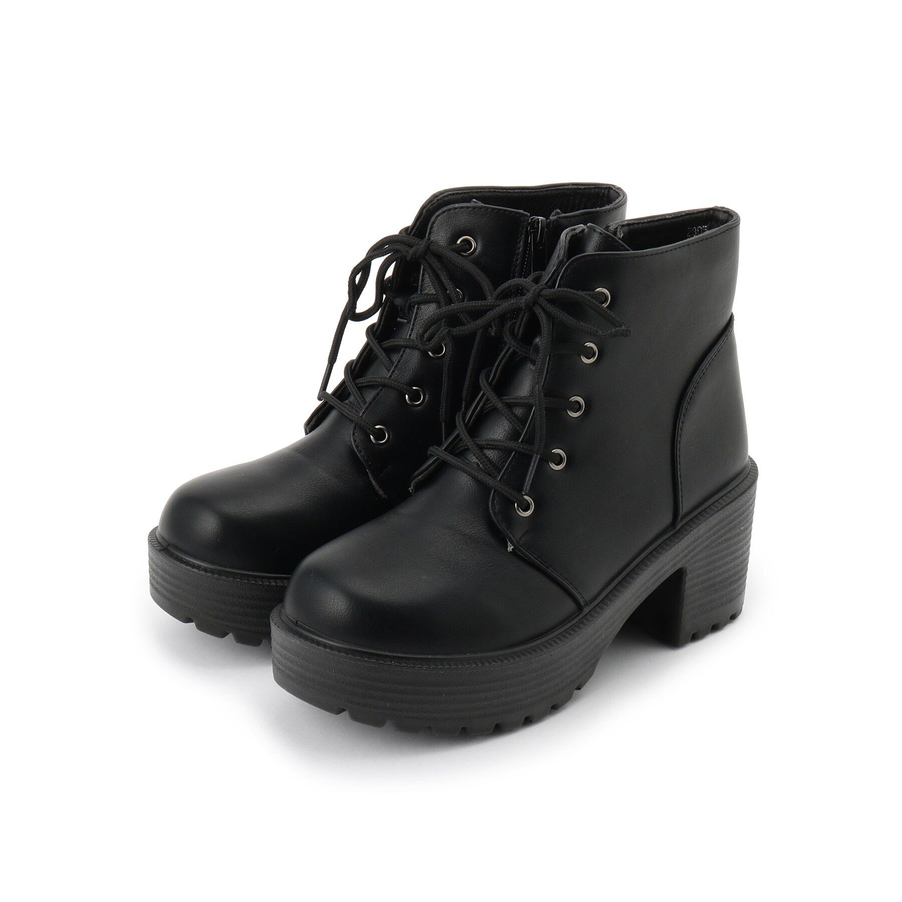 csT&P「軽量厚底レースアップ」|ショートブーツ|ﾌﾞﾗｯｸ(019)