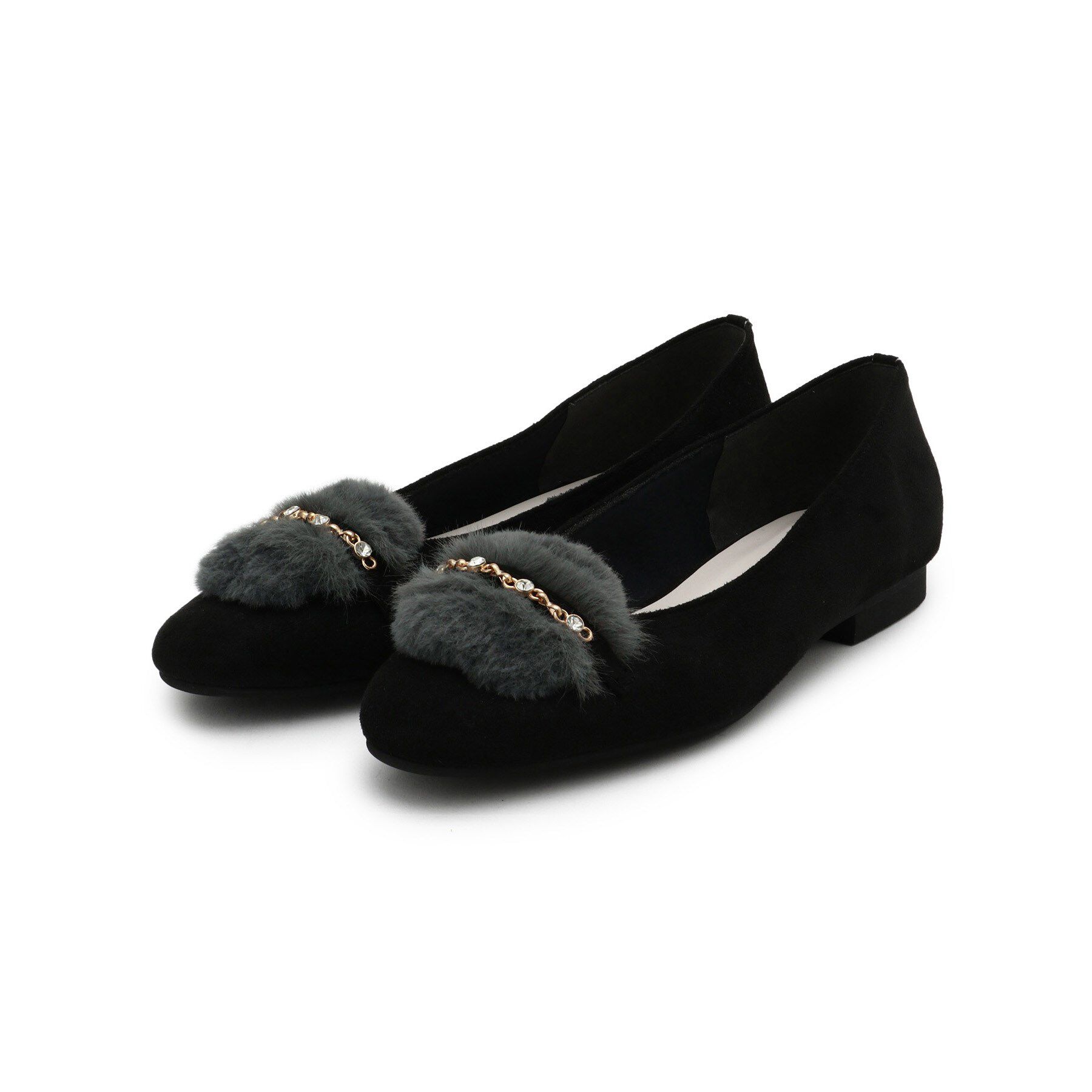 ESPERANZA「ビジューフェイクファーフラットパンプス」|パンプス|