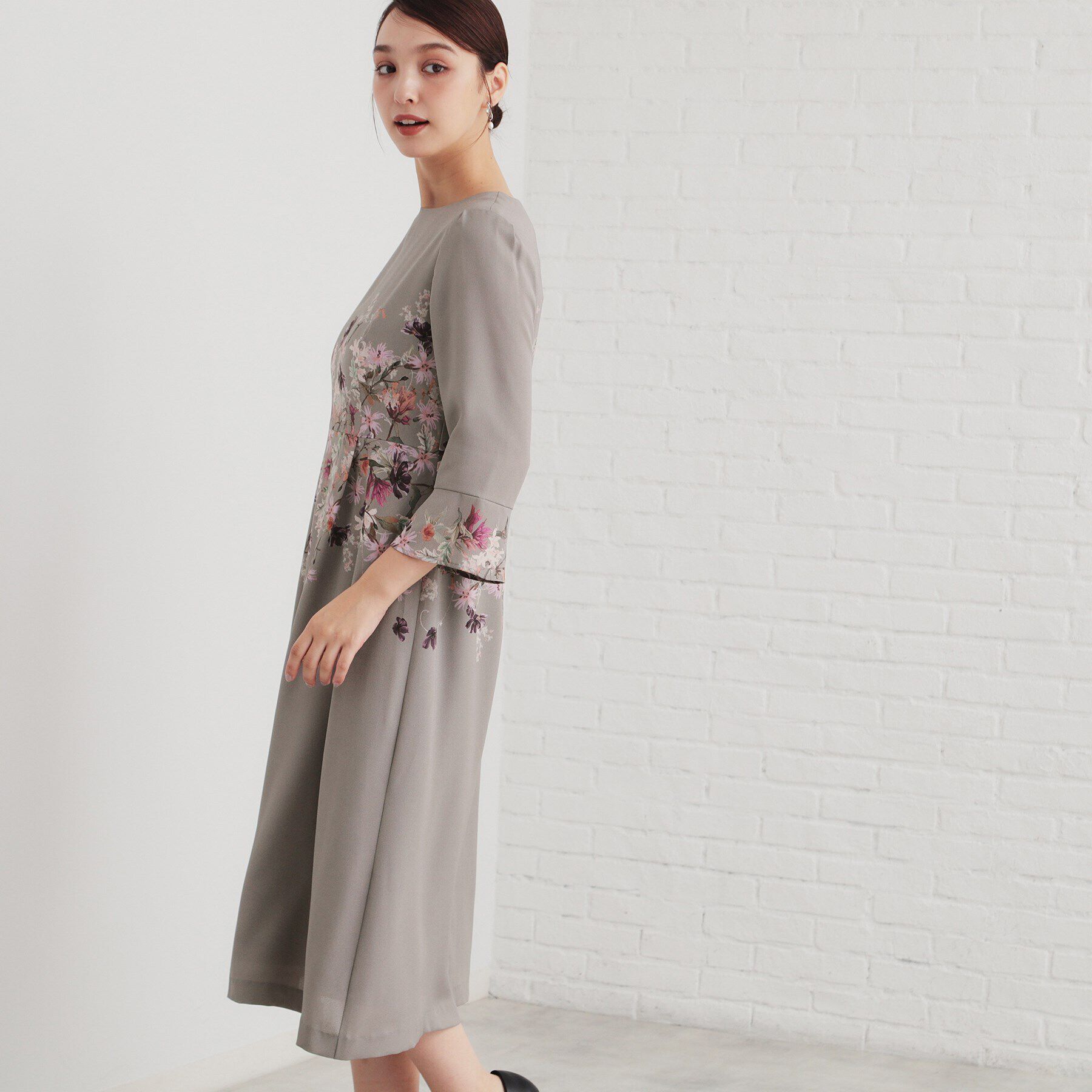 SunaUna「【着るだけでスタイルアップ!／Make bodyシリーズ】パネルプリントワンピース」|ワンピース|