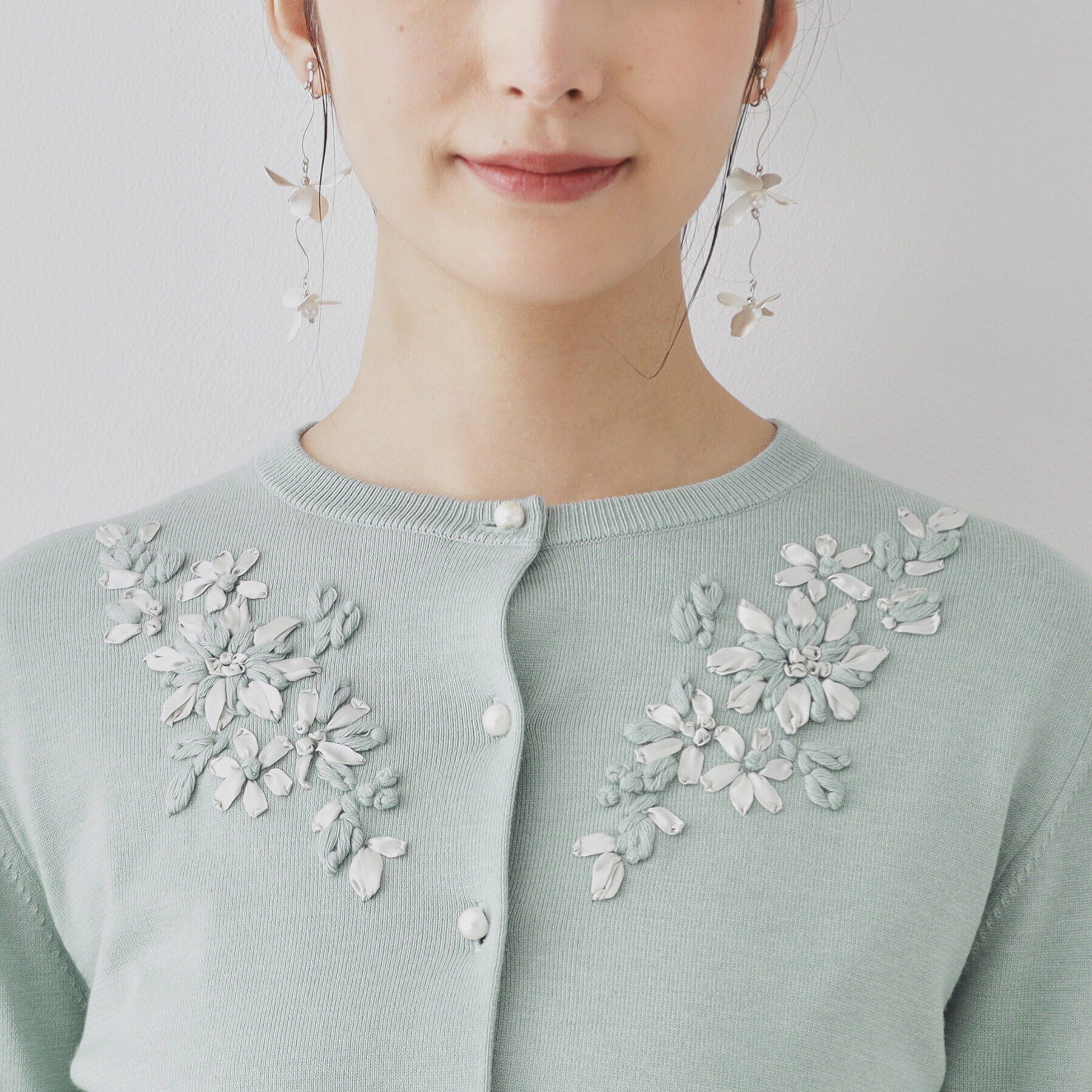 SunaUna「【SS～Lサイズ展開／リボン刺繍】クラフトニット」|カーディガン|