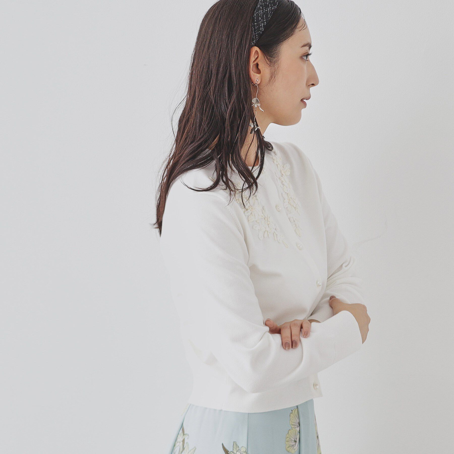 SunaUna「【SS～Lサイズ展開／リボン刺繍】クラフトニット」|カーディガン|