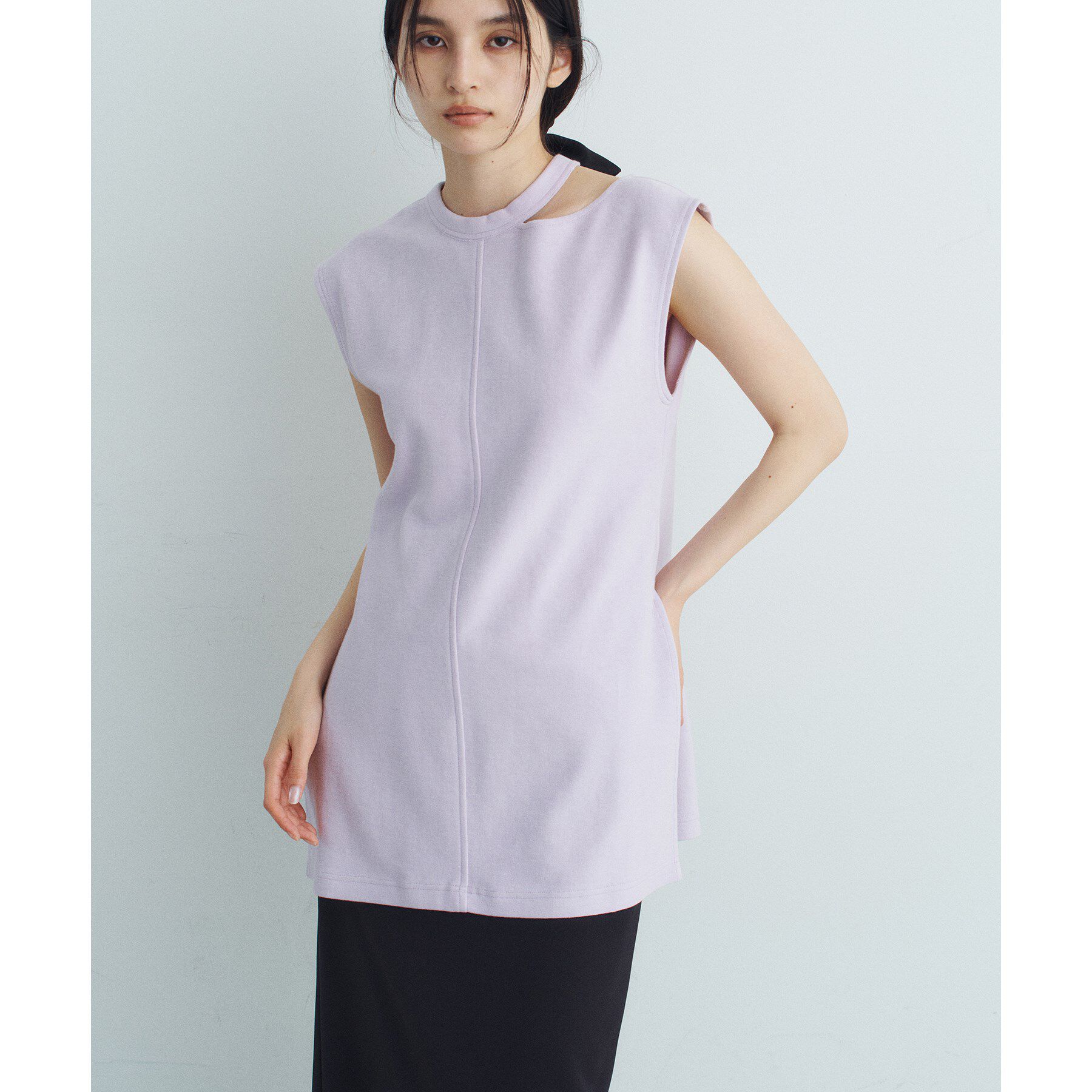 CODE A「pile cutout tee」|Tシャツ・カットソー|ラベンダー(080)