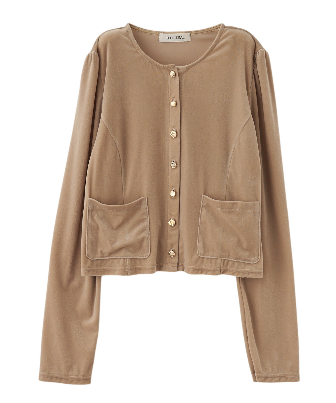 COCO DEAL「ショート丈ベロアカーディガン」|カーディガン|