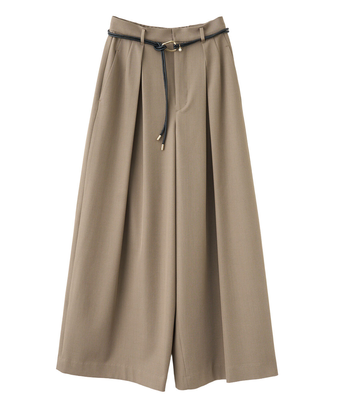 COCO DEAL「合皮デザインベルト付きタックパンツ」|スラックス|