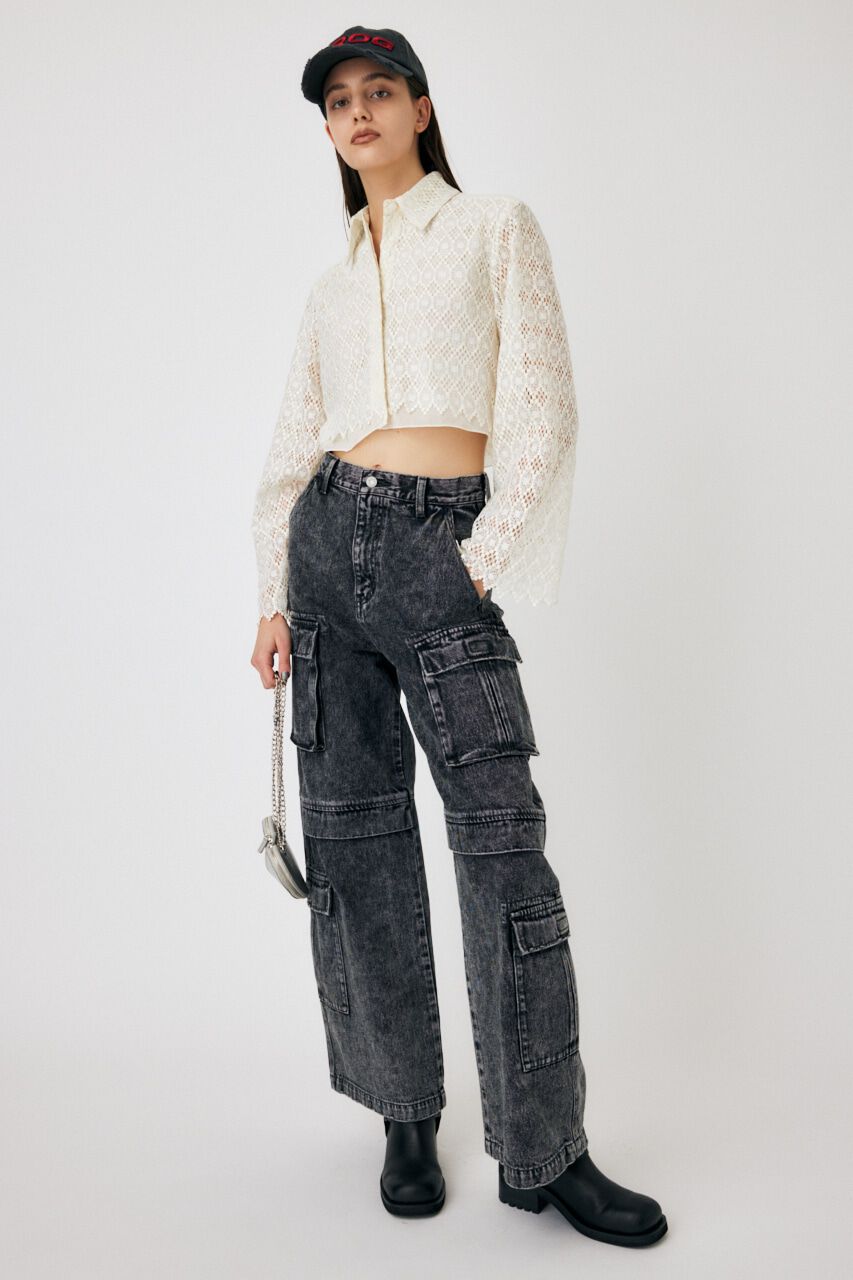MOUSSY「GEOMETRIC LACE CROP シャツ」|シャツ・ブラウス|
