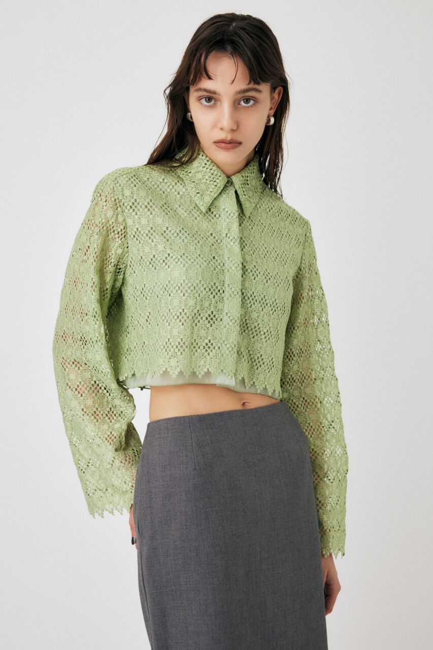 MOUSSY「GEOMETRIC LACE CROP シャツ」|シャツ・ブラウス|