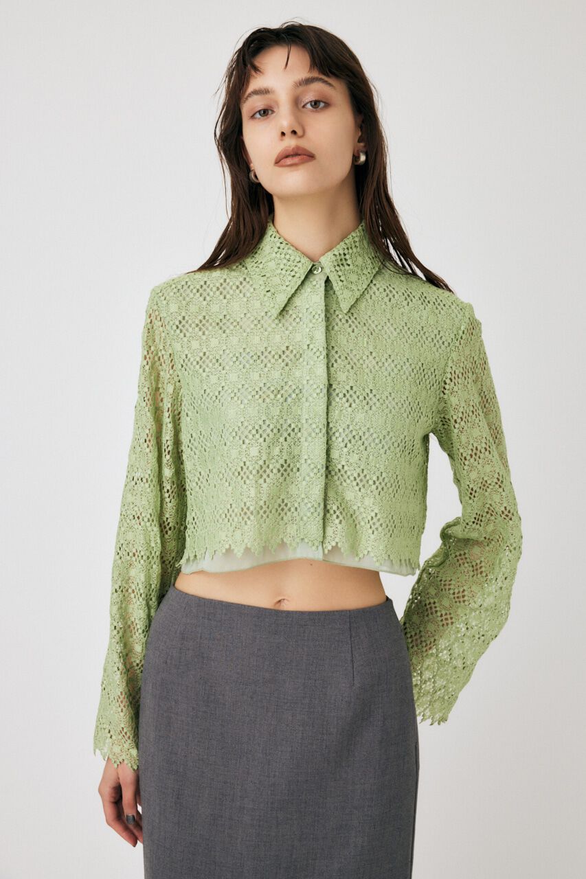 MOUSSY「GEOMETRIC LACE CROP シャツ」|シャツ・ブラウス|