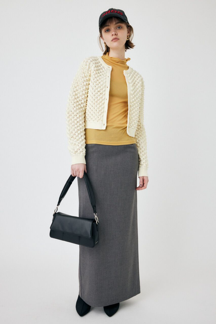 MOUSSY「PEAK STITCH KNIT カーディガン」|ニット・セーター|O/WHT1