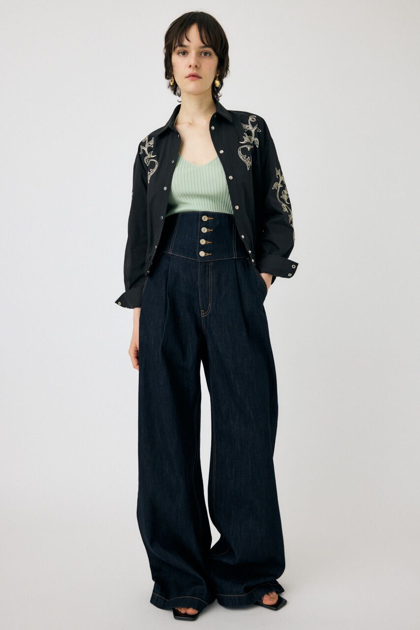 MOUSSY「CORSET DESIGN BAGGY」|デニム|