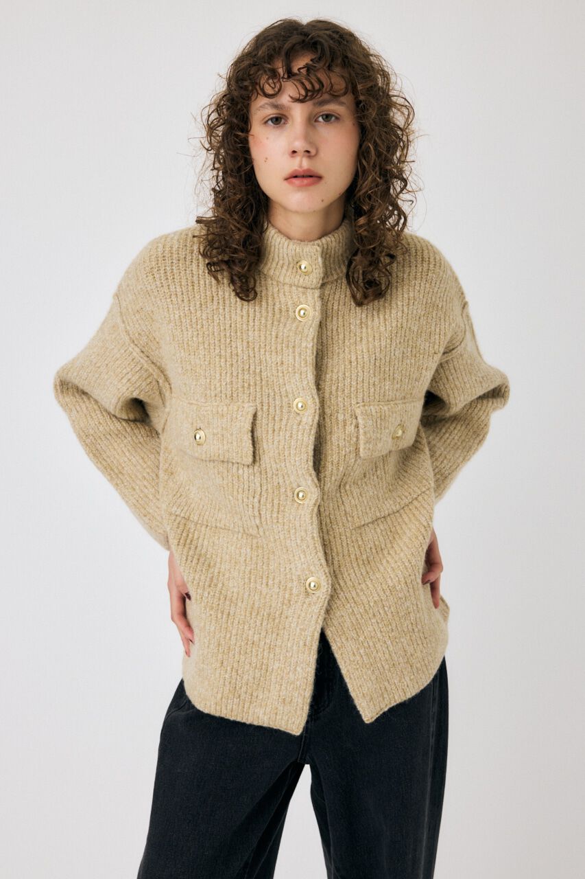 MOUSSY「MIX YARN OVER ニット カーディガン」|カーディガン|