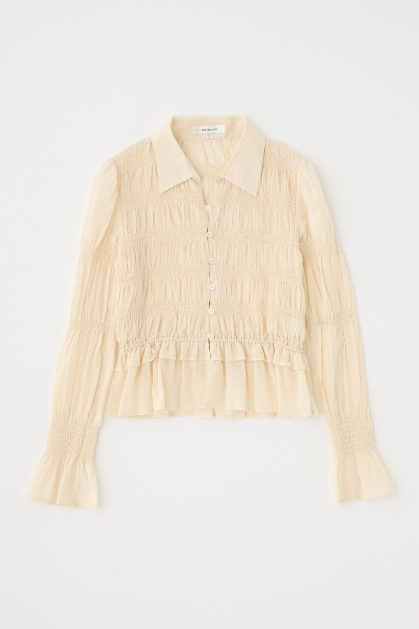 MOUSSY「SHIRRING FLORAL フィットシャツ」|シャツ・ブラウス|