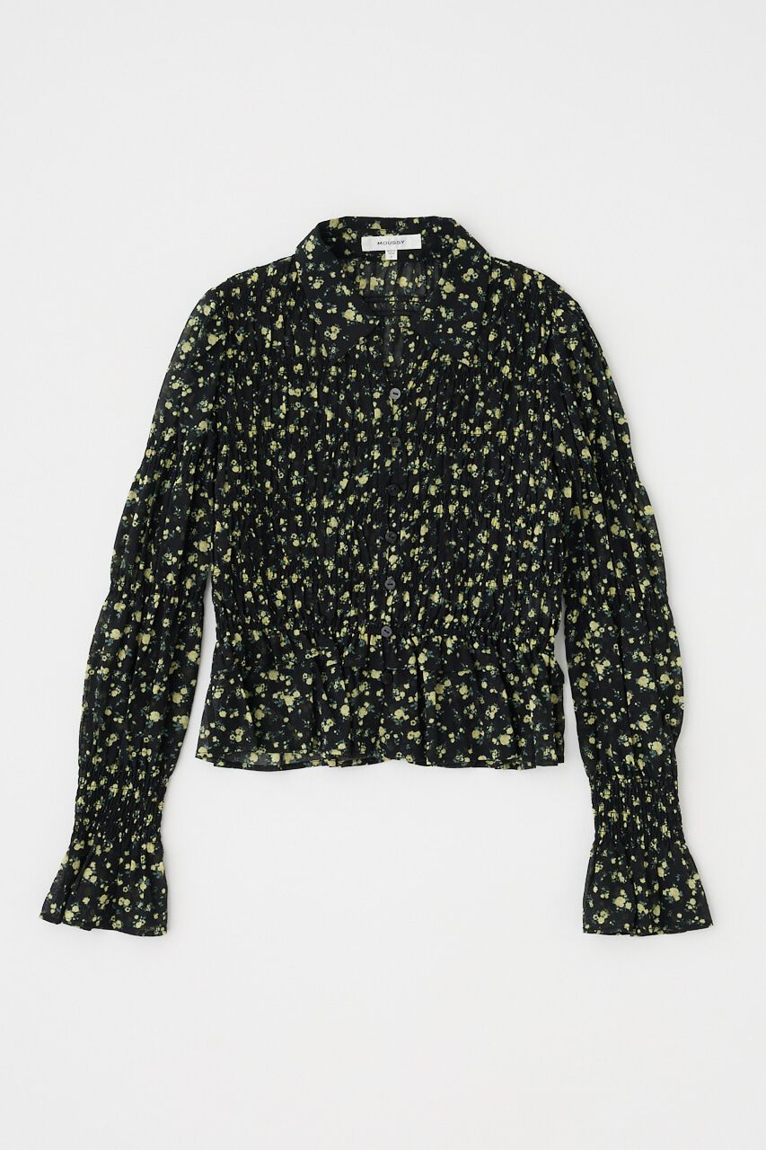 MOUSSY「SHIRRING FLORAL フィットシャツ」|シャツ・ブラウス|