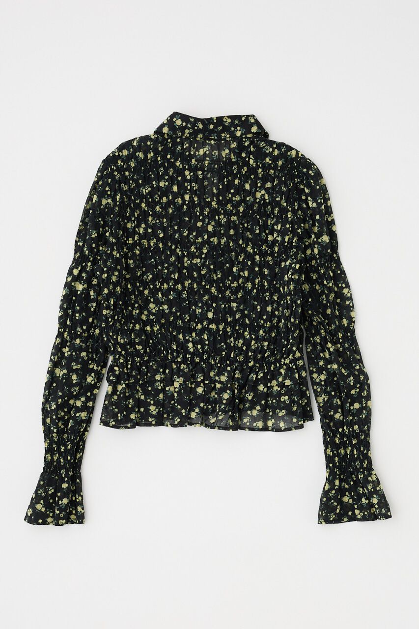 MOUSSY「SHIRRING FLORAL フィットシャツ」|シャツ・ブラウス|