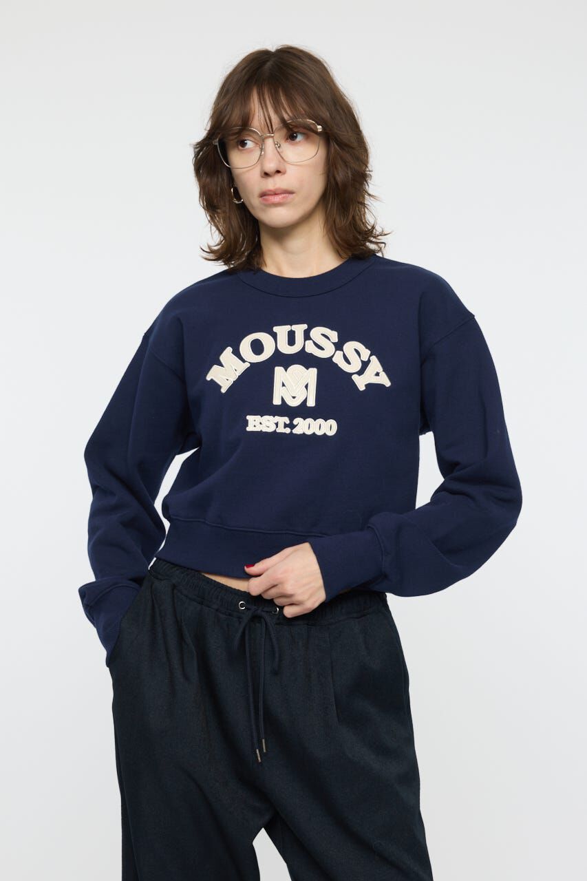 MOUSSY「MOUSSY F/LEATHER PATCH プルオーバー」|パーカー|NVY