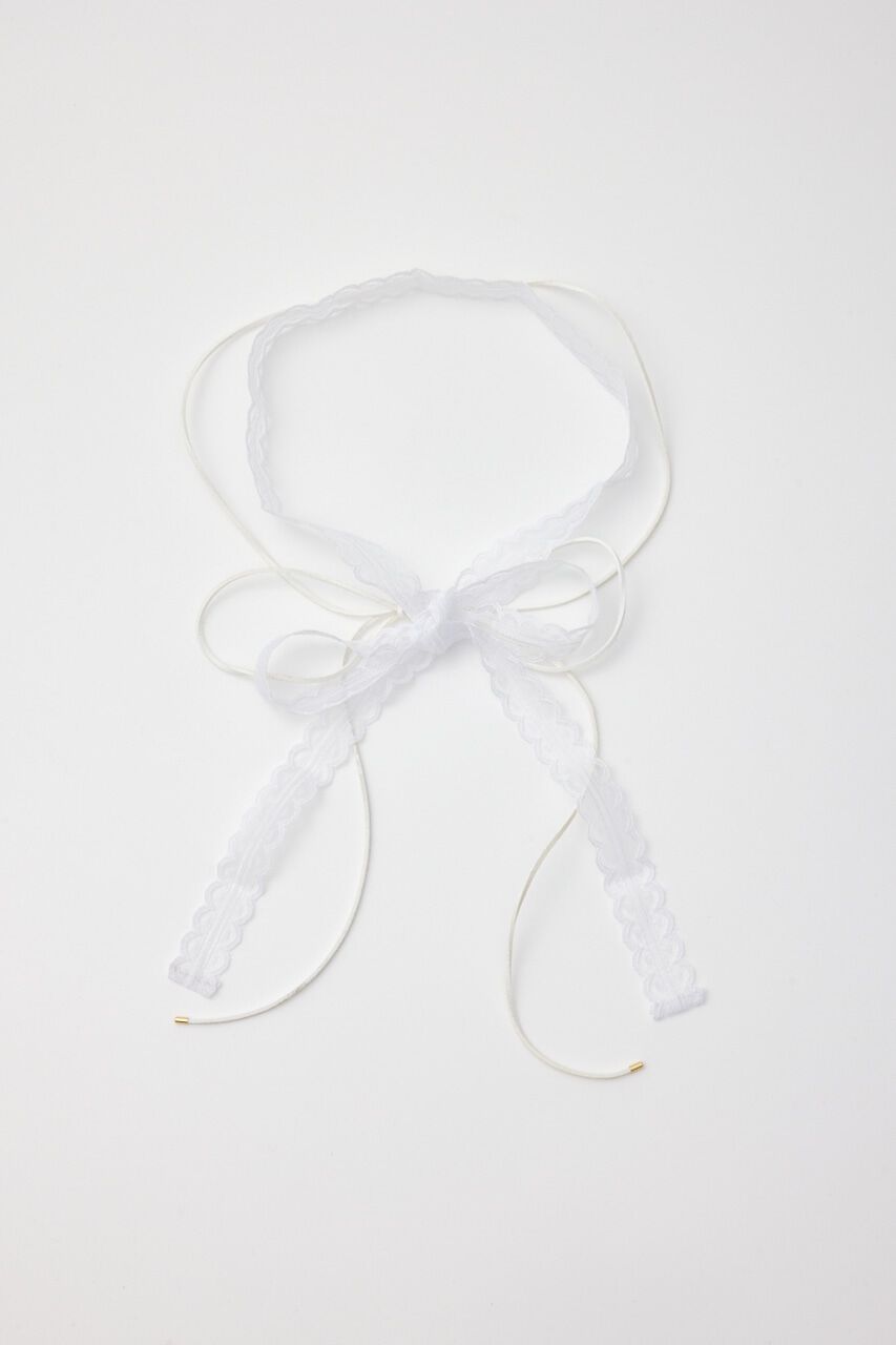 rienda「レースフェイクレザーチョーカーコンビリボン」|ネックレス|WHT