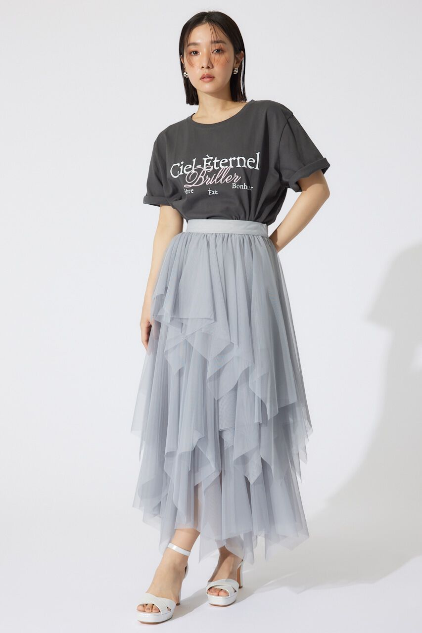 rienda「ニュアンスランダムチュールジャストウエストスカート」|スカート|L/GRY1