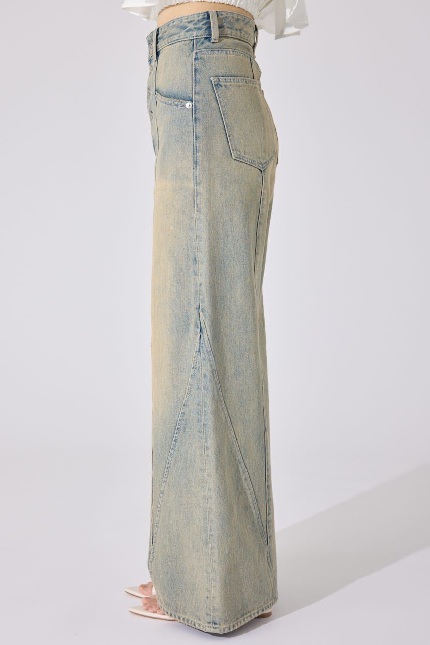 rienda「フロントボタンデザインハイウエストデニムパンツ」|デニム|