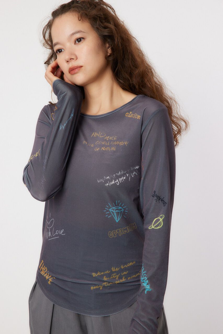 RODEO CROWNS「Brushedテキストシアートップス」|Tシャツ・カットソー|BLK