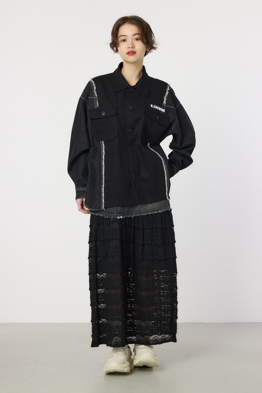 RODEO CROWNS「デニムドッキングミリタリールーズシャツ」|シャツ・ブラウス|