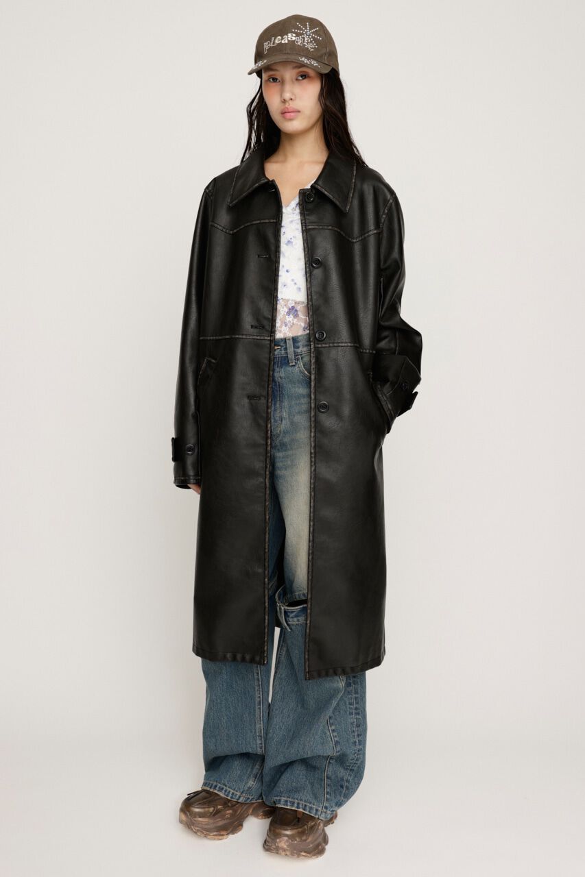 SLY「LONG F／LEATHER ジャケット」|その他|BLK