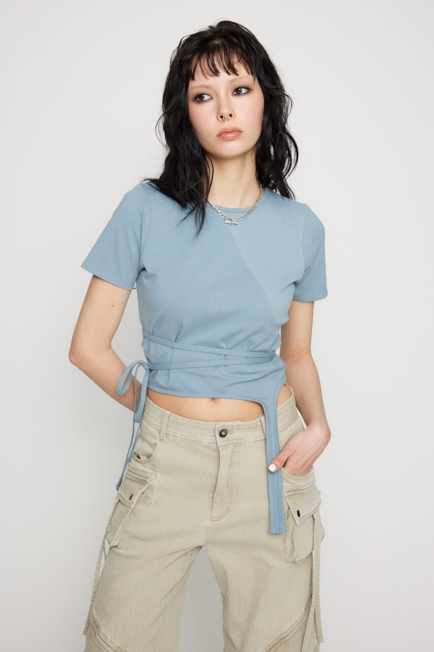LAGUA GEM「RIB DOCKING WRAP トップス」|Tシャツ・カットソー|