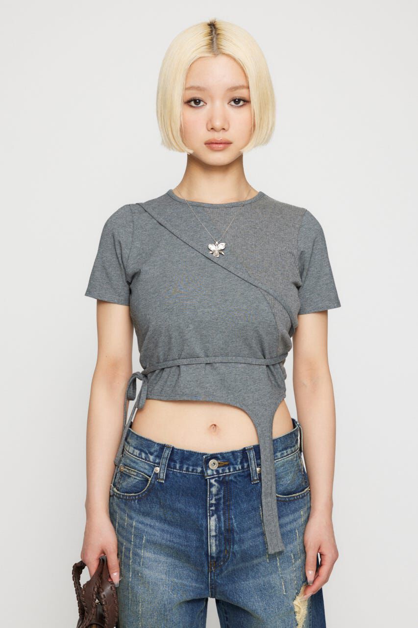 LAGUA GEM「RIB DOCKING WRAP トップス」|Tシャツ・カットソー|T.GRY