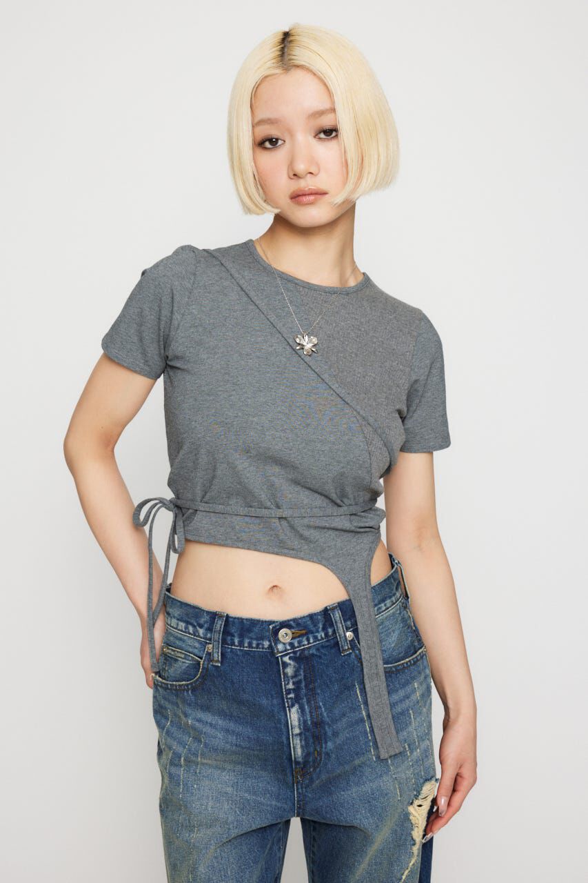 LAGUA GEM「RIB DOCKING WRAP トップス」|Tシャツ・カットソー|