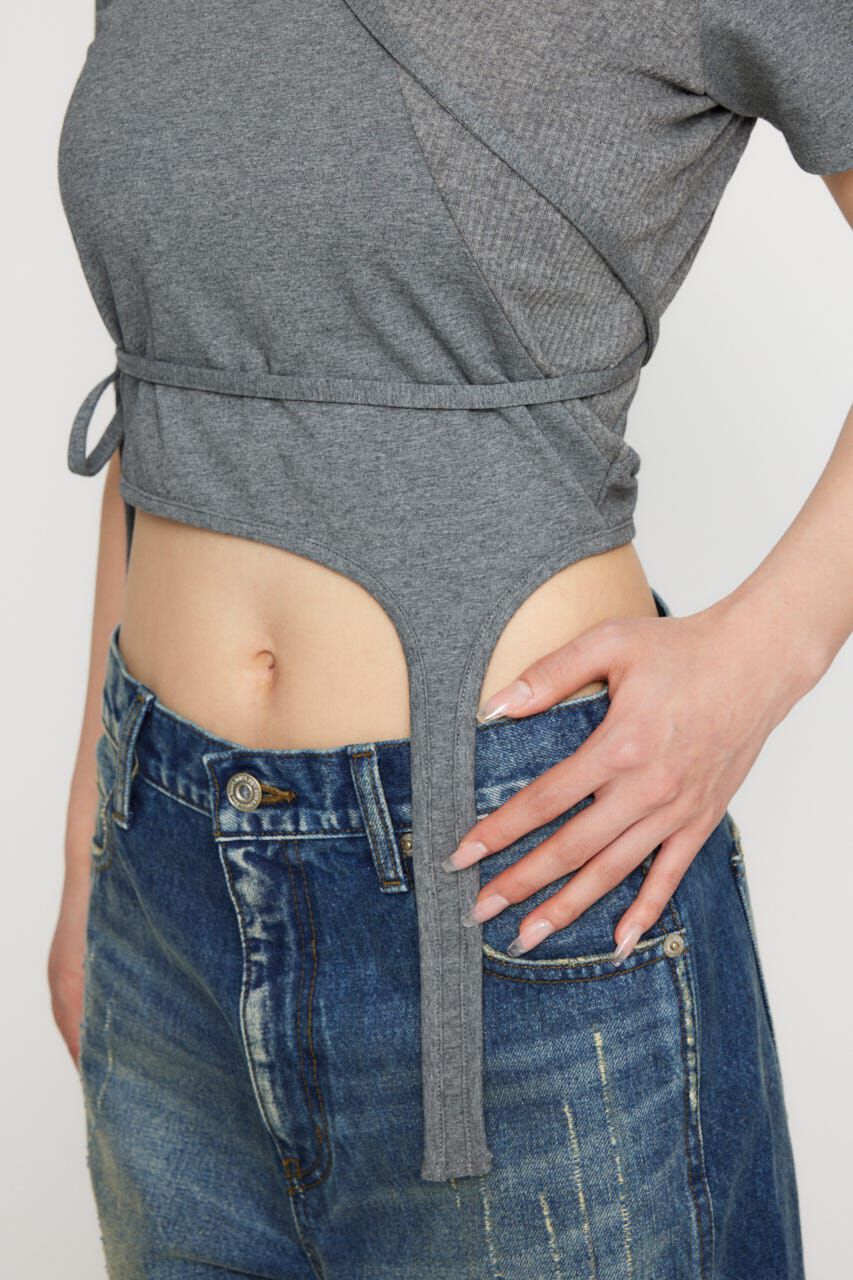 LAGUA GEM「RIB DOCKING WRAP トップス」|Tシャツ・カットソー|