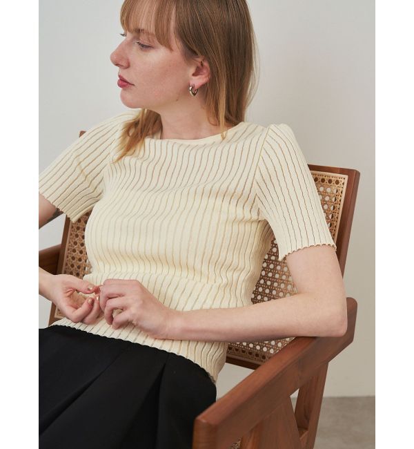 ELENDEEK「SEER STRIPE HALF SL KT」|ニット・セーター|イエロー