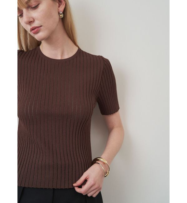 ELENDEEK「SEER STRIPE HALF SL KT」|ニット・セーター|ブラウン