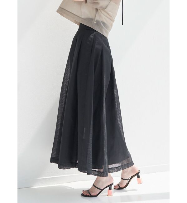 ELENDEEK「【FUJIKO&times;ELENDEEK】2WAY SHEER CHECK FLARED SK」|スカート|