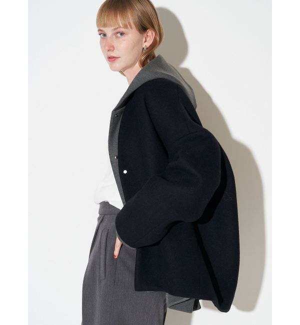 ELENDEEK「FORM SHORT WOOL CT」|ノーカラーコート|