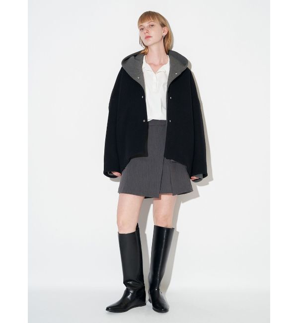 ELENDEEK「FORM SHORT WOOL CT」|ノーカラーコート|