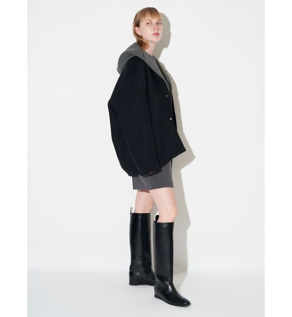 ELENDEEK「FORM SHORT WOOL CT」|ノーカラーコート|