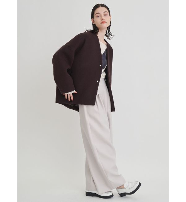 ELENDEEK「FORM SHORT WOOL CT」|ノーカラーコート|