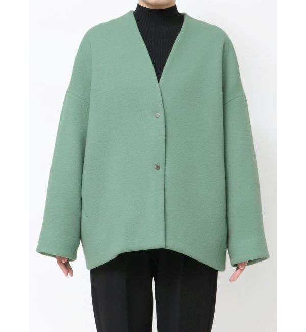 ELENDEEK「FORM SHORT WOOL CT」|ノーカラーコート|