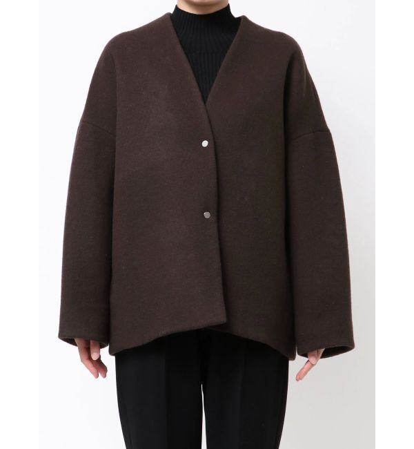 ELENDEEK「FORM SHORT WOOL CT」|ノーカラーコート|