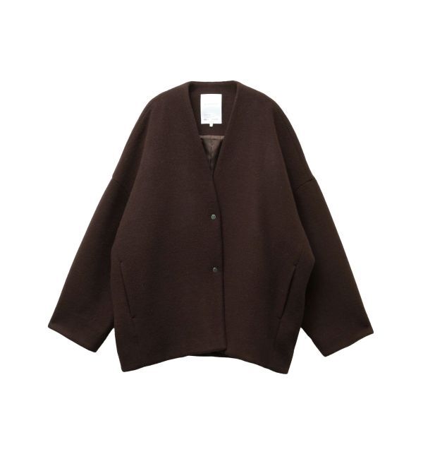 ELENDEEK「FORM SHORT WOOL CT」|ノーカラーコート|