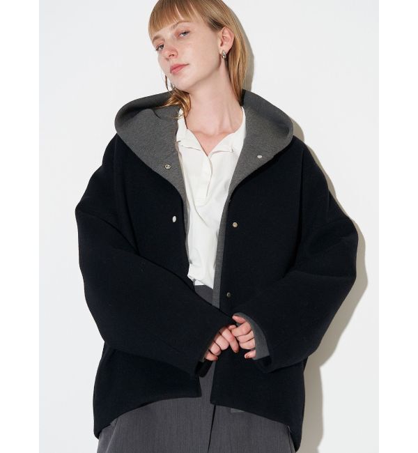 ELENDEEK「FORM SHORT WOOL CT」|ノーカラーコート|