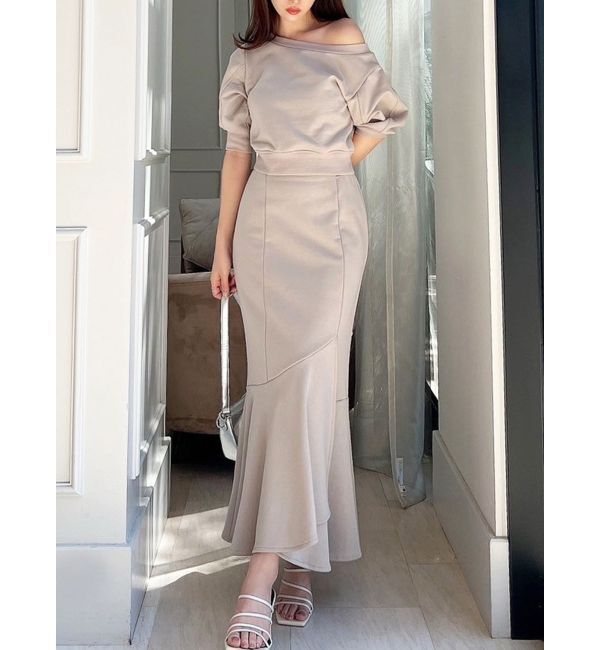 RESEXXY「ミニ裏毛マーメイドスカート【セットアップ着用可能】」|スカート|ベージュ