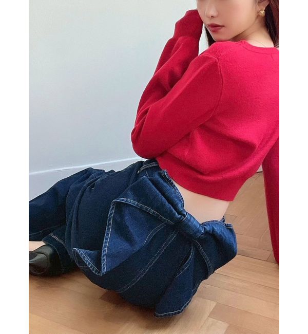 RESEXXY「バックリボンデニムパンツ」|デニム|インディゴ