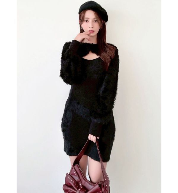 RESEXXY「フェザーニットレイヤードワンピース」|ワンピース|