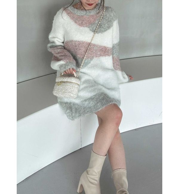 dazzlin「カラーブロッキングミニニットワンピース」|ワンピース|ピンク