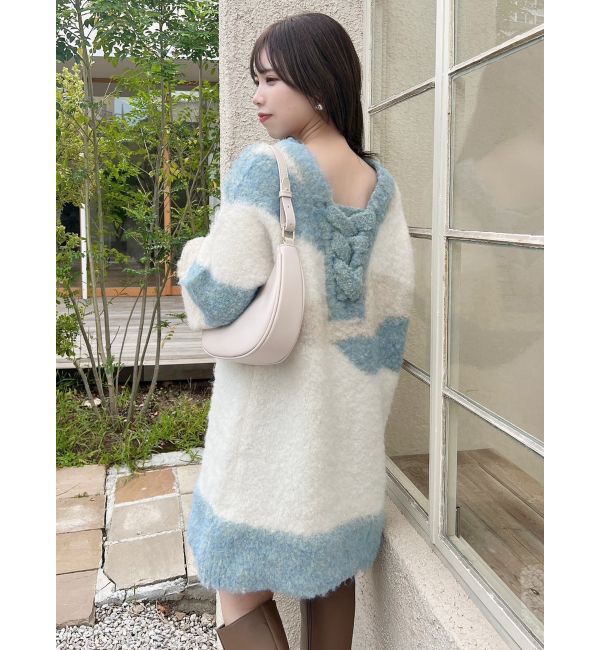 dazzlin「カラーブロッキングミニニットワンピース」|ワンピース|ベージュ